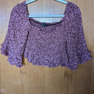 Lulu's Mauve Floral Smocked Blouse